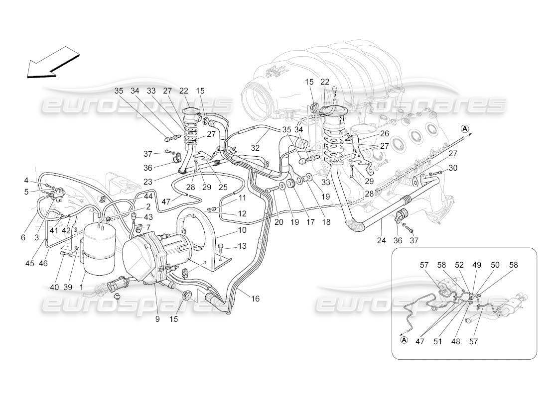 maserati qtp. (2011) 4.7 auto additional air system parts diagram