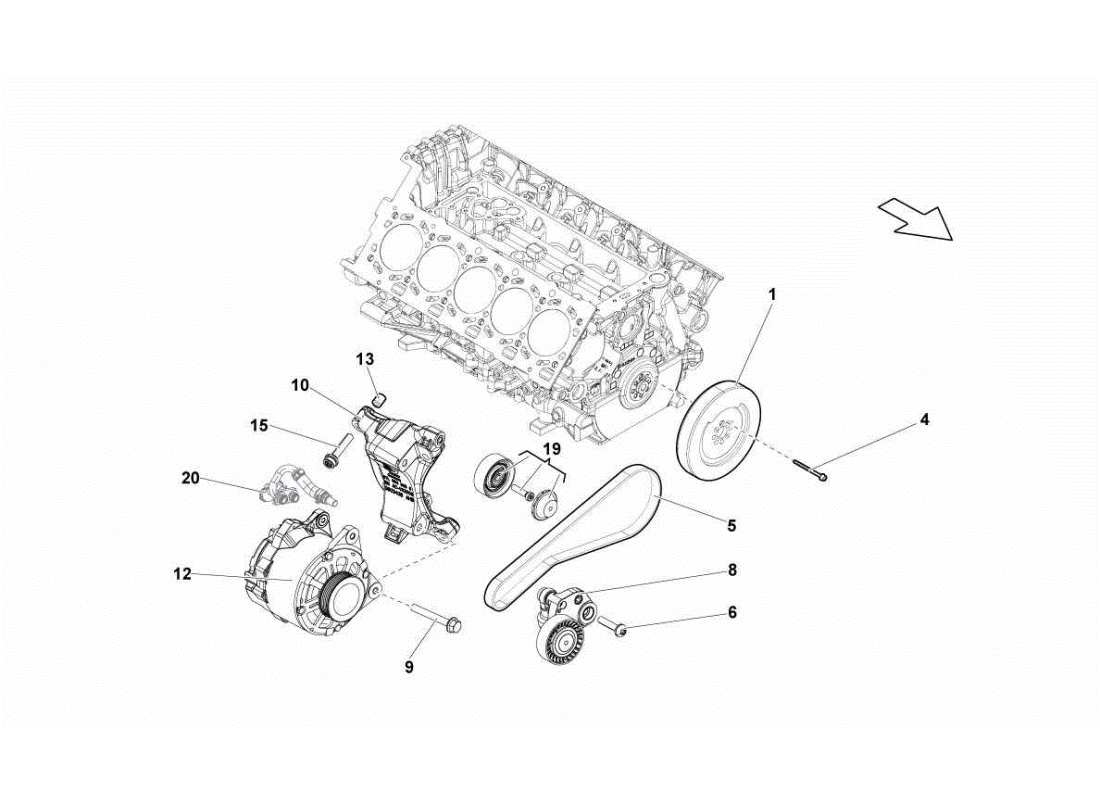 LAMBORGHINI GALLARDO STS II SC ALTERNATOR AND STRAPS PART DIAGRAM lamborghini gallardo sts ii sc alternator and straps part diagram