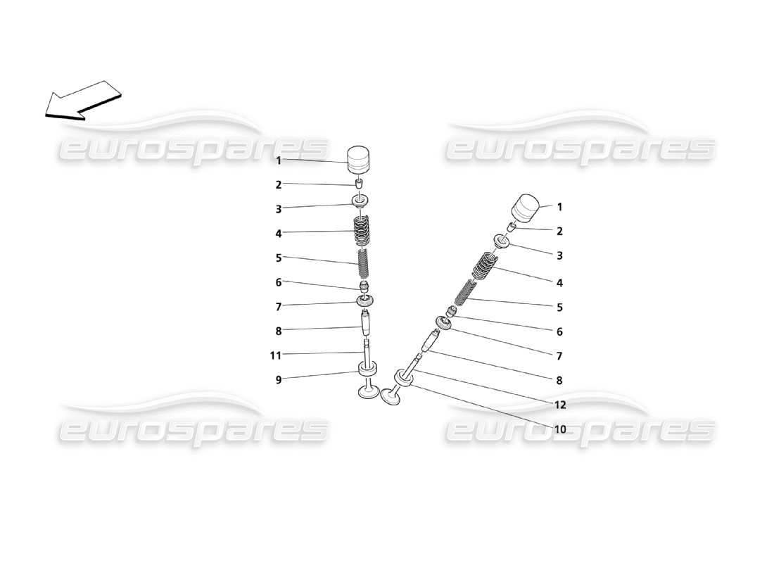 maserati qtp. (2003) 4.2 valves parts diagram