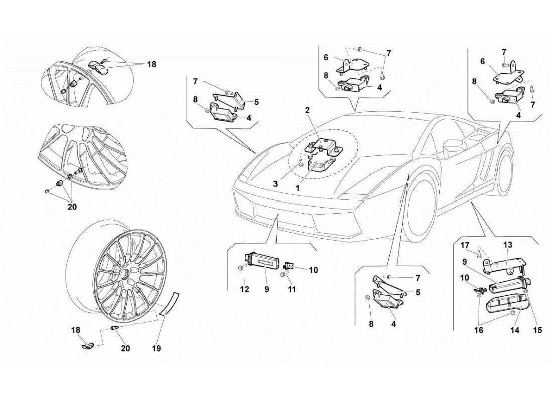 LAMBORGHINI GALLARDO STS II SC TPMS SYSTEM PART DIAGRAM lamborghini gallardo sts ii sc tpms system part diagram
