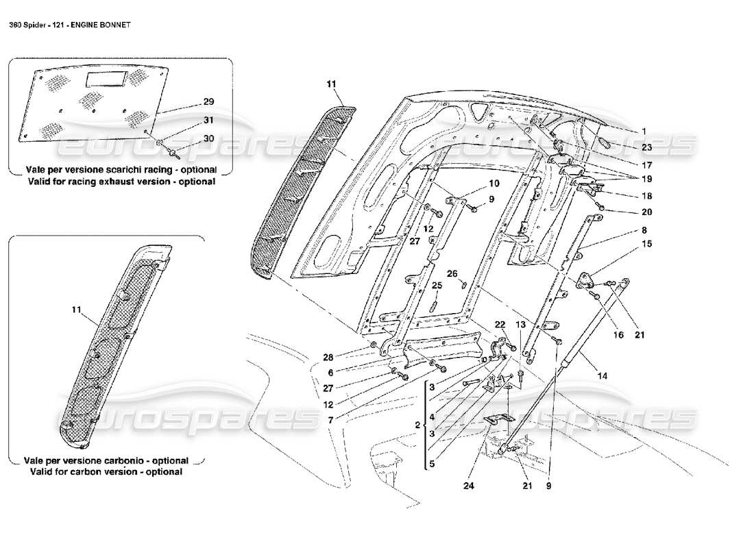 FERRARI 360 SPIDER ENGINE BONNET PART DIAGRAM ferrari 360 spider engine bonnet part diagram