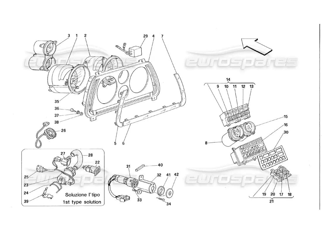 ferrari 348 (1993) tb / ts instruments parts diagram