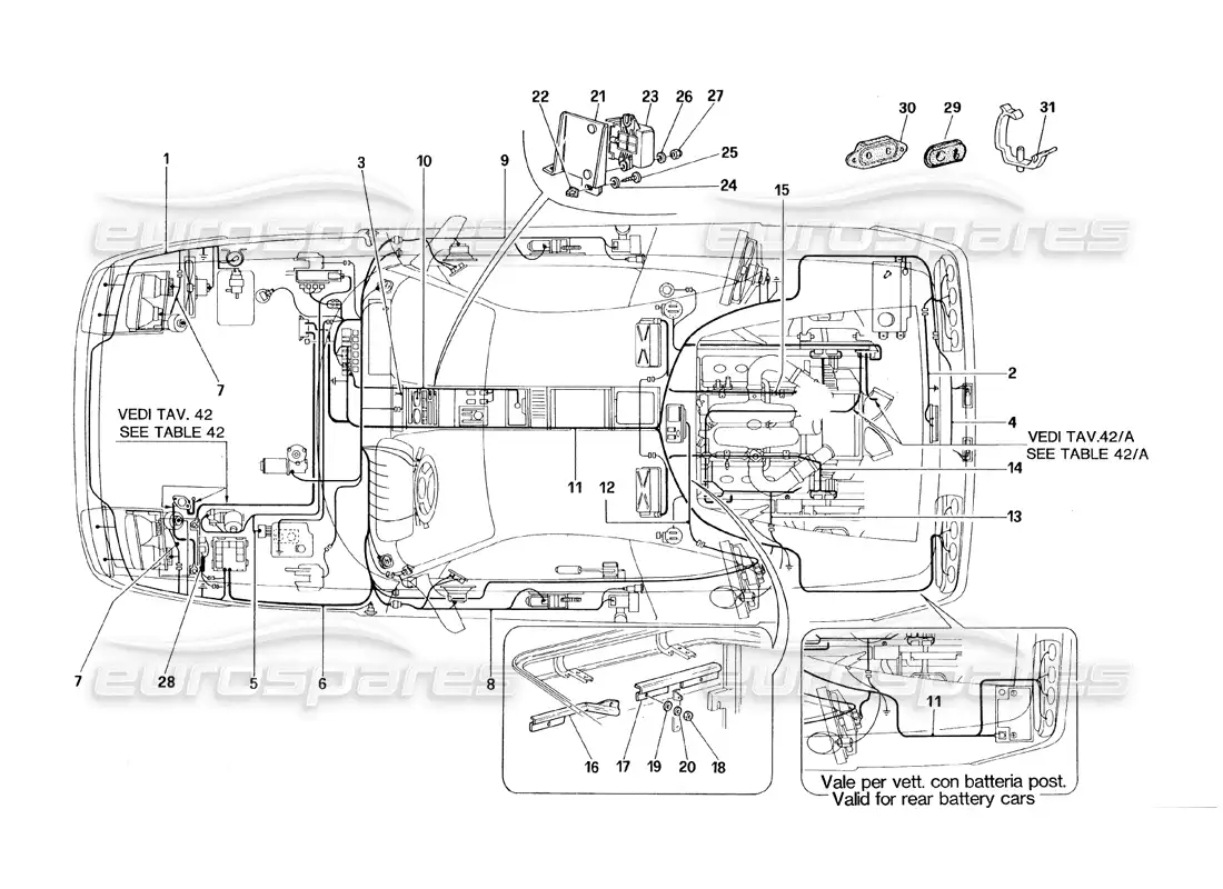 ferrari 348 (1993) tb / ts electrical system parts diagram