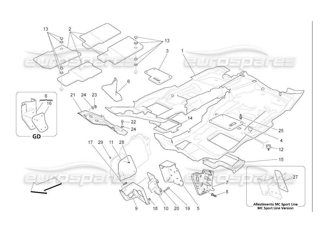 maserati qtp. (2007) 4.2 auto passenger compartment mats parts diagram