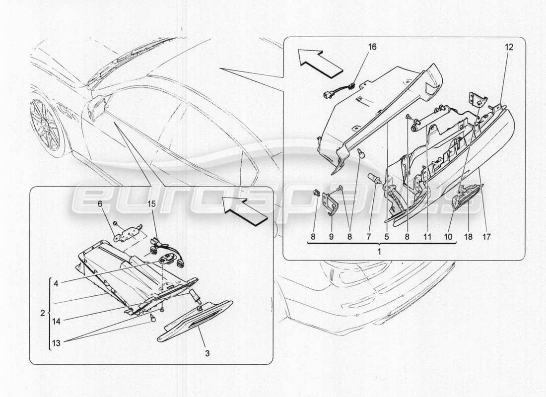 maserati qtp. v8 3.8 530bhp 2014 auto glove compartments parts diagram