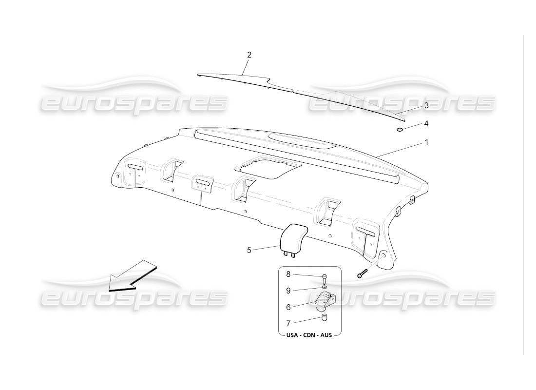 maserati qtp. (2007) 4.2 auto rear parcel shelf parts diagram