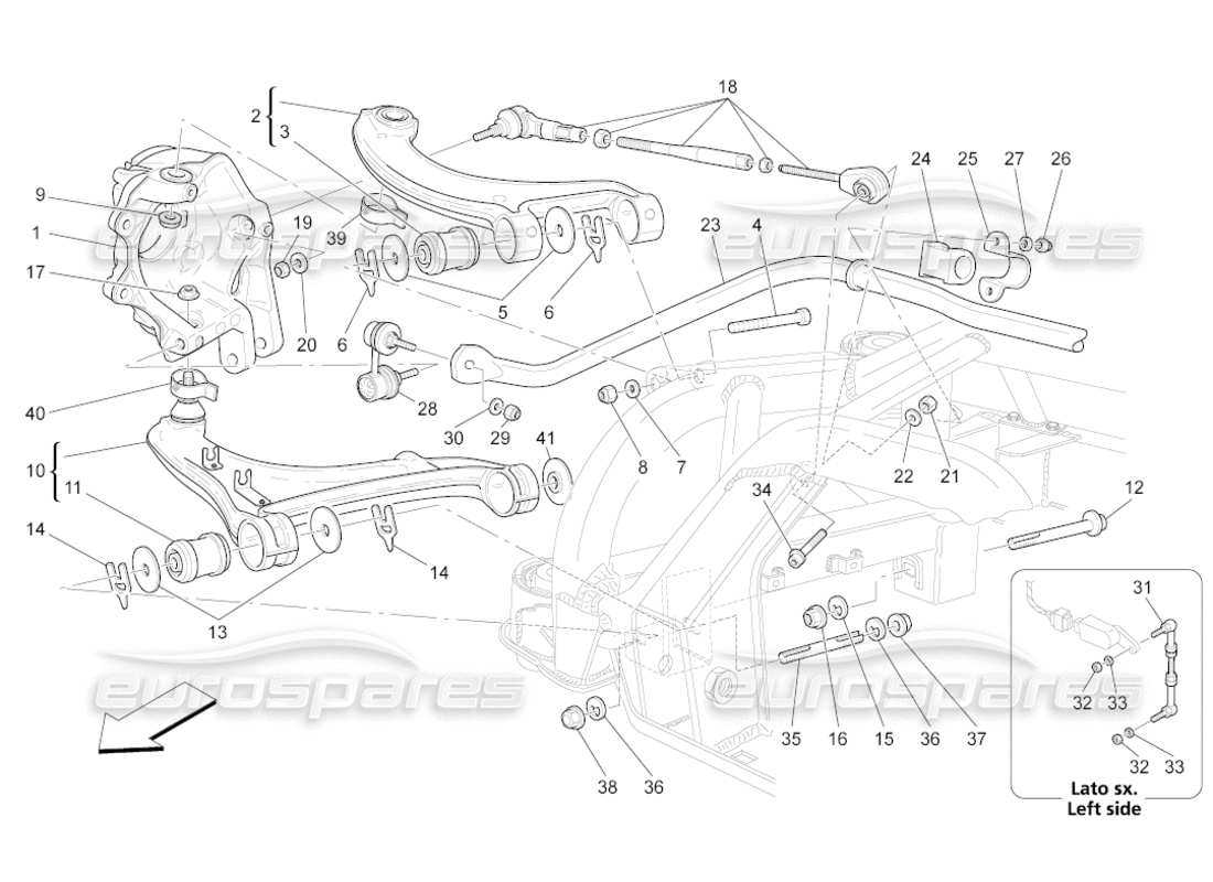 maserati grancabrio (2010) 4.7 rear suspension part diagram