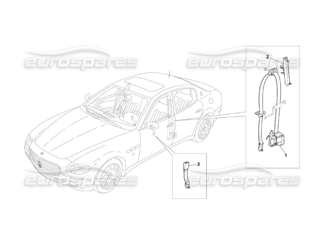 maserati qtp. (2003) 4.2 front safety belts parts diagram