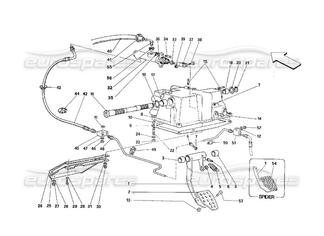 ferrari 348 (2.7 motronic) clutch release control parts diagram