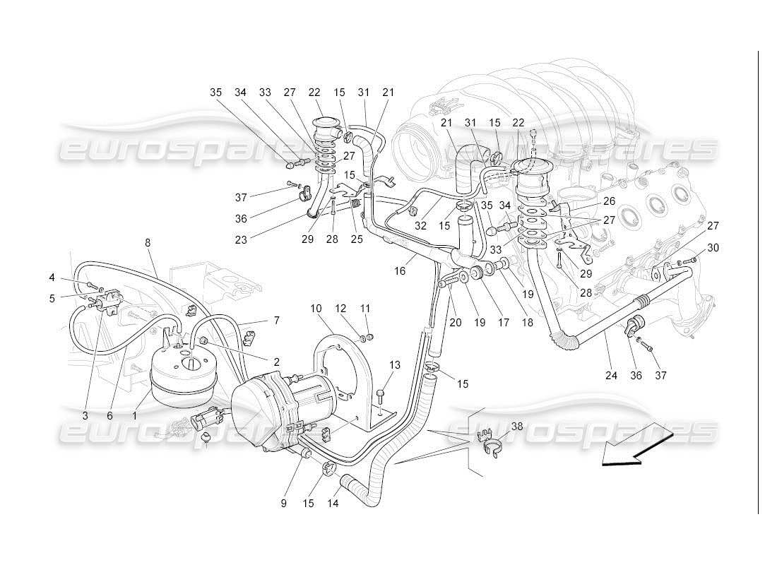 maserati qtp. (2007) 4.2 auto additional air system parts diagram
