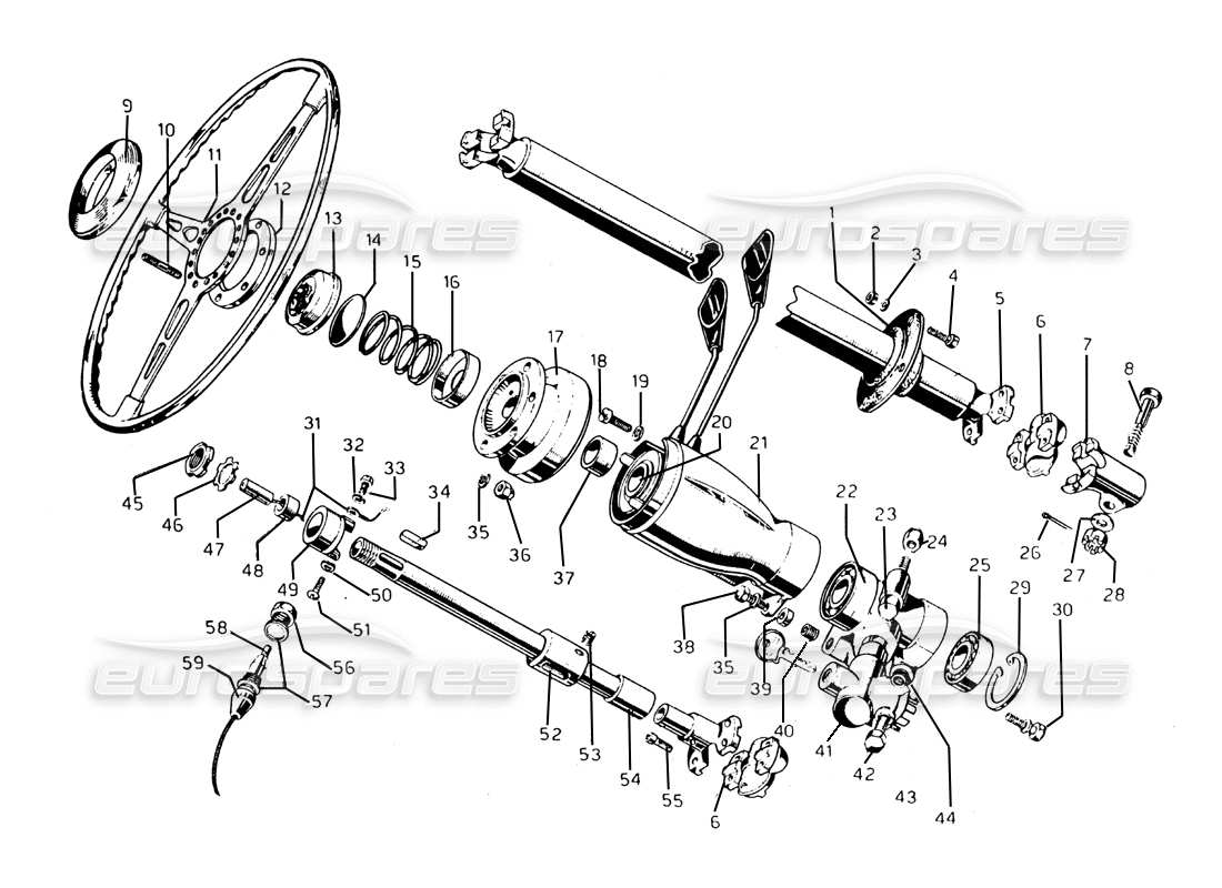 FERRARI 275 GTB/GTS 2 CAM STEERING & SHAFT PART DIAGRAM ferrari 275 gtb/gts 2 cam steering & shaft part diagram