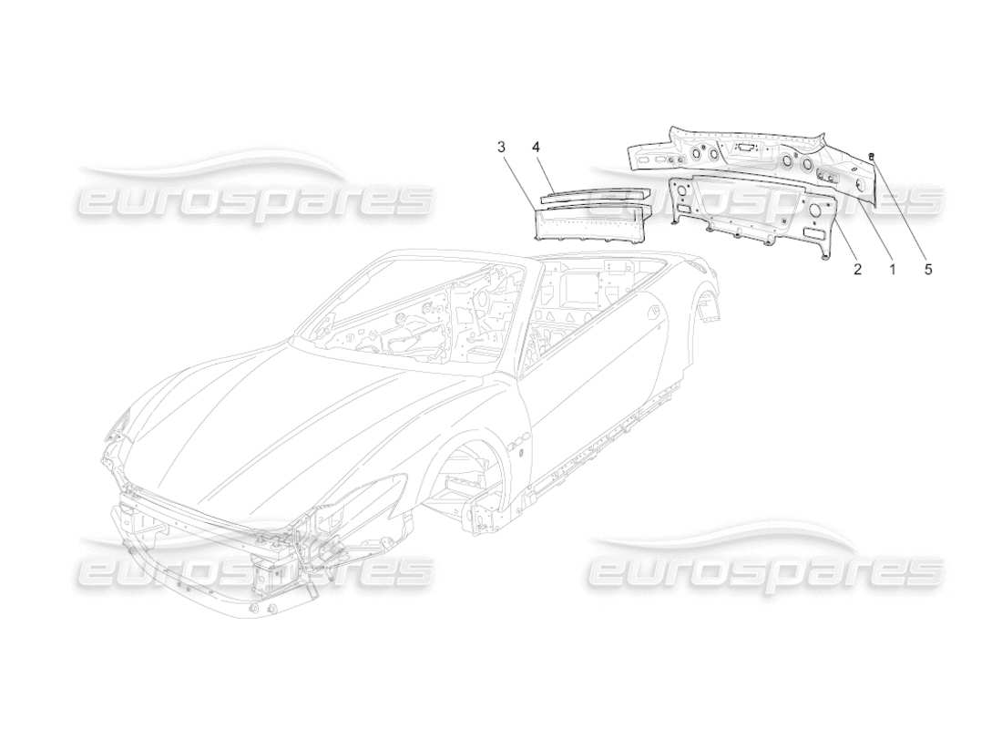 maserati grancabrio (2010) 4.7 bodywork and rear outer trim panels part diagram