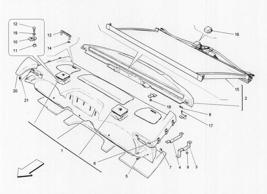 a part diagram from the maserati quattroporte m156 (2014 onwards) parts catalogue
