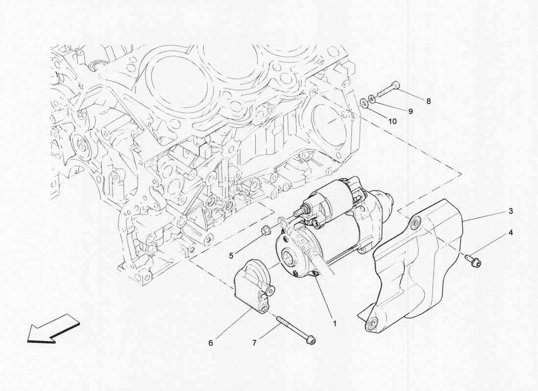 a part diagram from the maserati quattroporte m156 (2014 onwards) parts catalogue