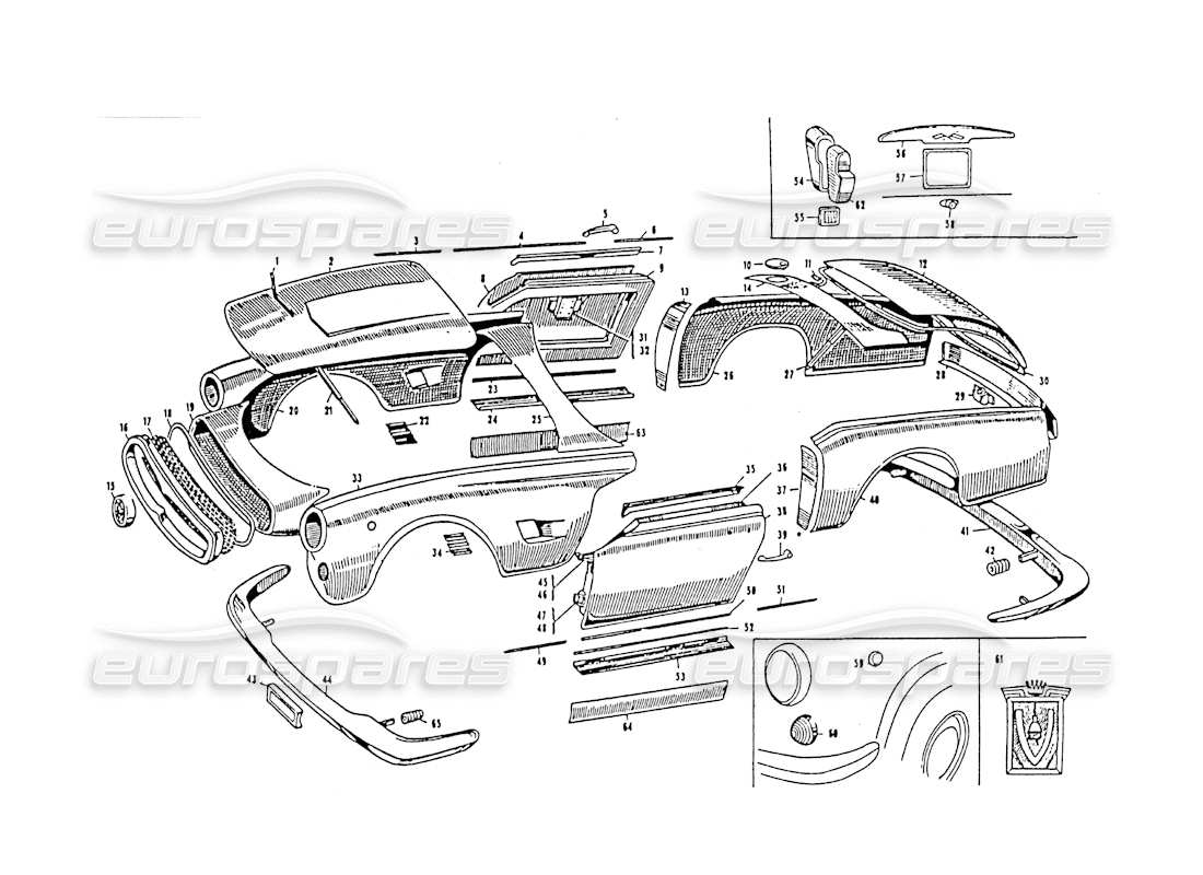 VIEW PARTS DIAGRAMS FROM THE MASERATI 3500 PARTS CATALOGUE a part diagram from the maserati 3500 parts catalogue