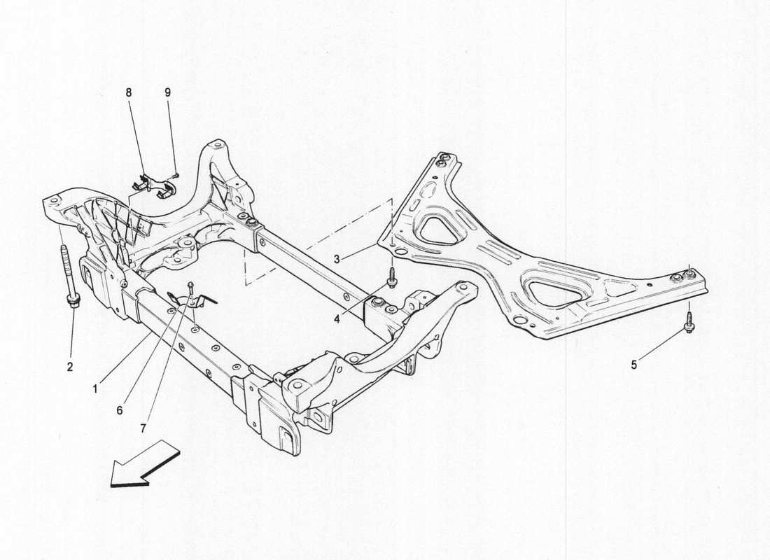 a part diagram from the maserati quattroporte m156 (2014 onwards) parts catalogue