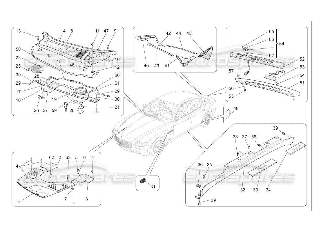 a part diagram from the maserati quattroporte m139 (2005-2013) parts catalogue