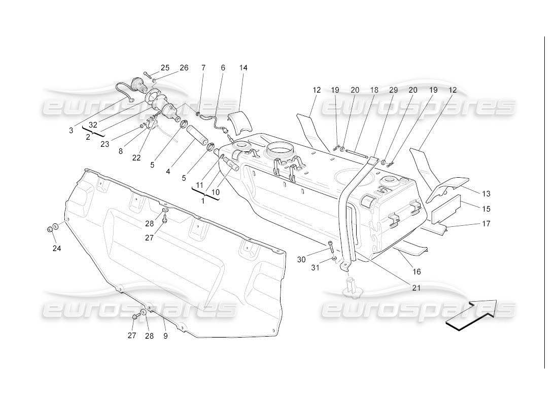 a part diagram from the maserati qtp. (2007) 4.2 auto parts catalogue