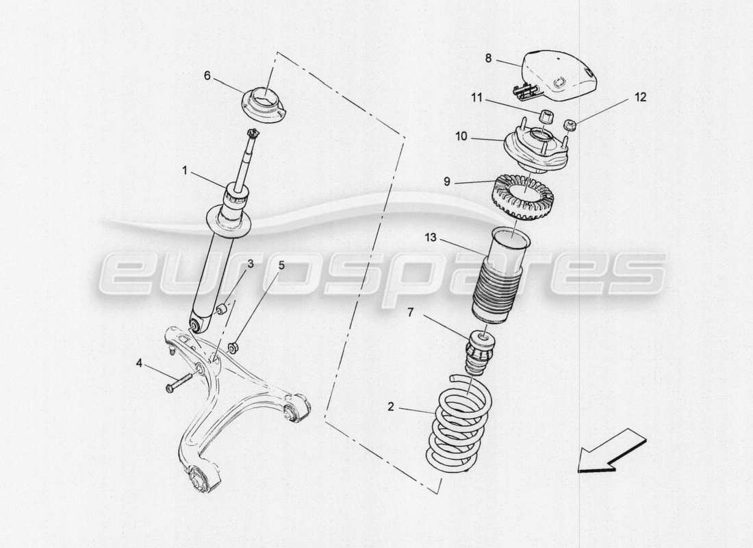 a part diagram from the maserati quattroporte m156 (2014 onwards) parts catalogue