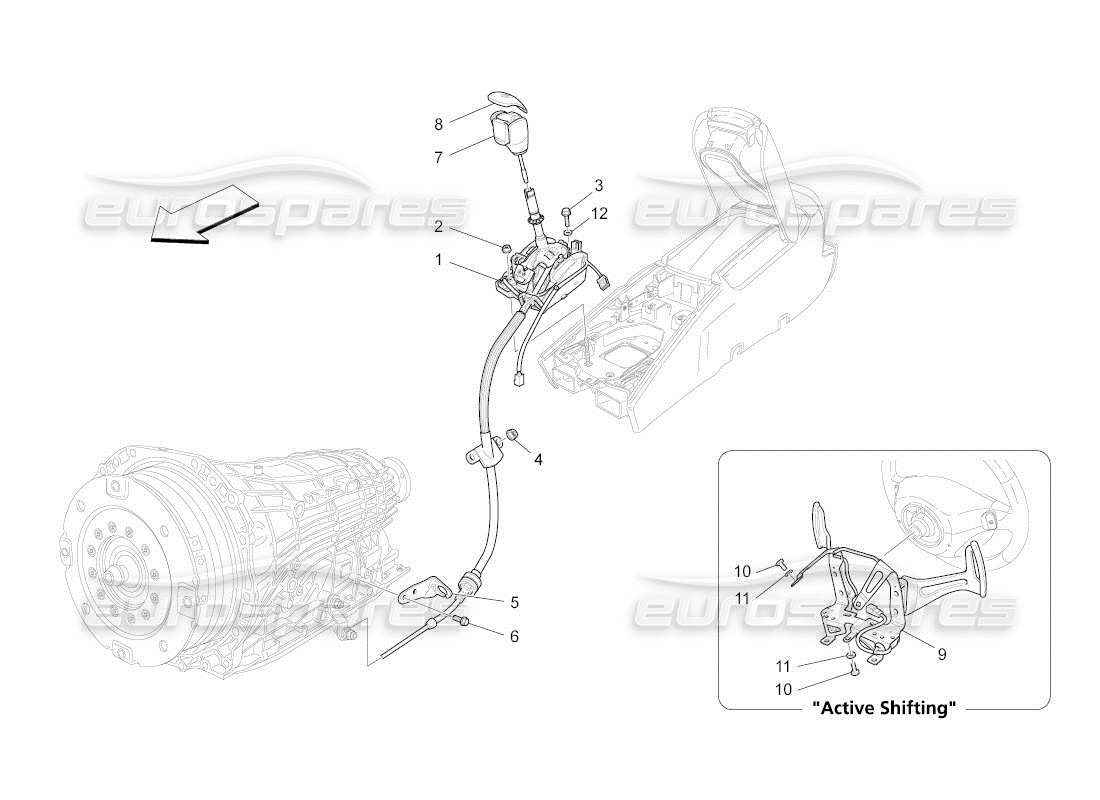 a part diagram from the maserati qtp. (2011) 4.2 auto parts catalogue