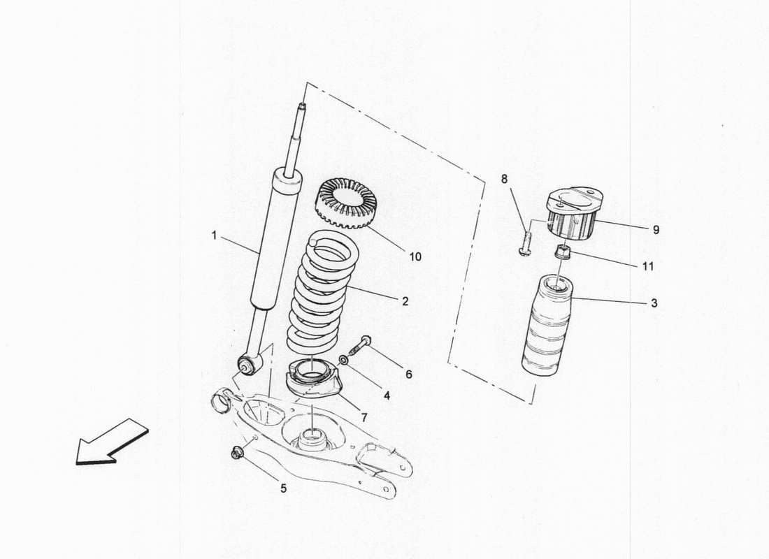 a part diagram from the maserati quattroporte m156 (2014 onwards) parts catalogue