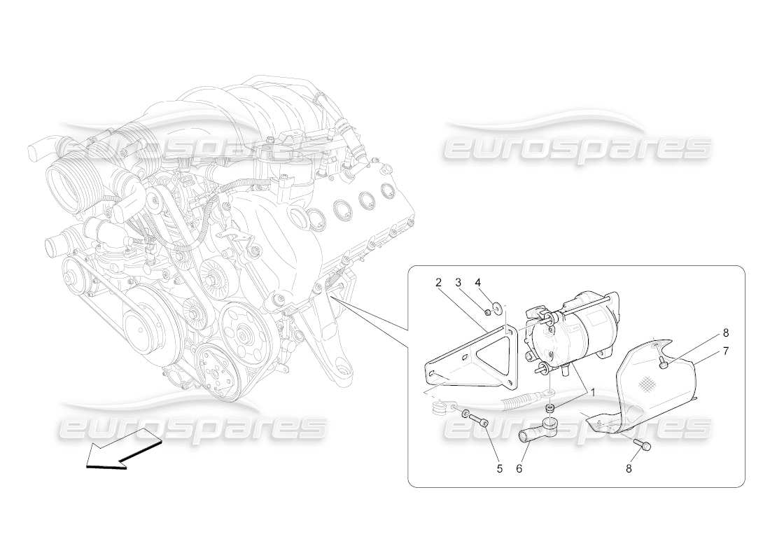 a part diagram from the maserati qtp. (2009) 4.2 auto parts catalogue