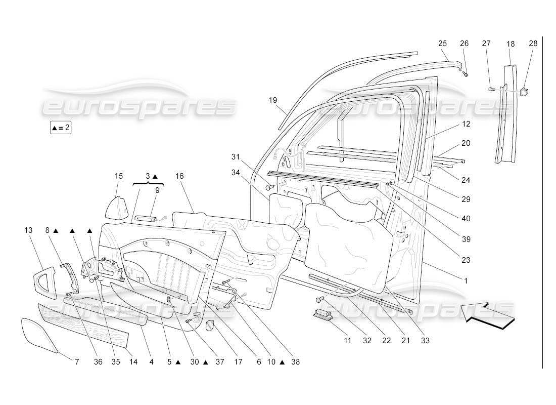a part diagram from the maserati quattroporte m139 (2005-2013) parts catalogue