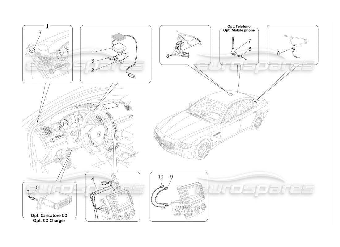 a part diagram from the maserati qtp. (2007) 4.2 auto parts catalogue