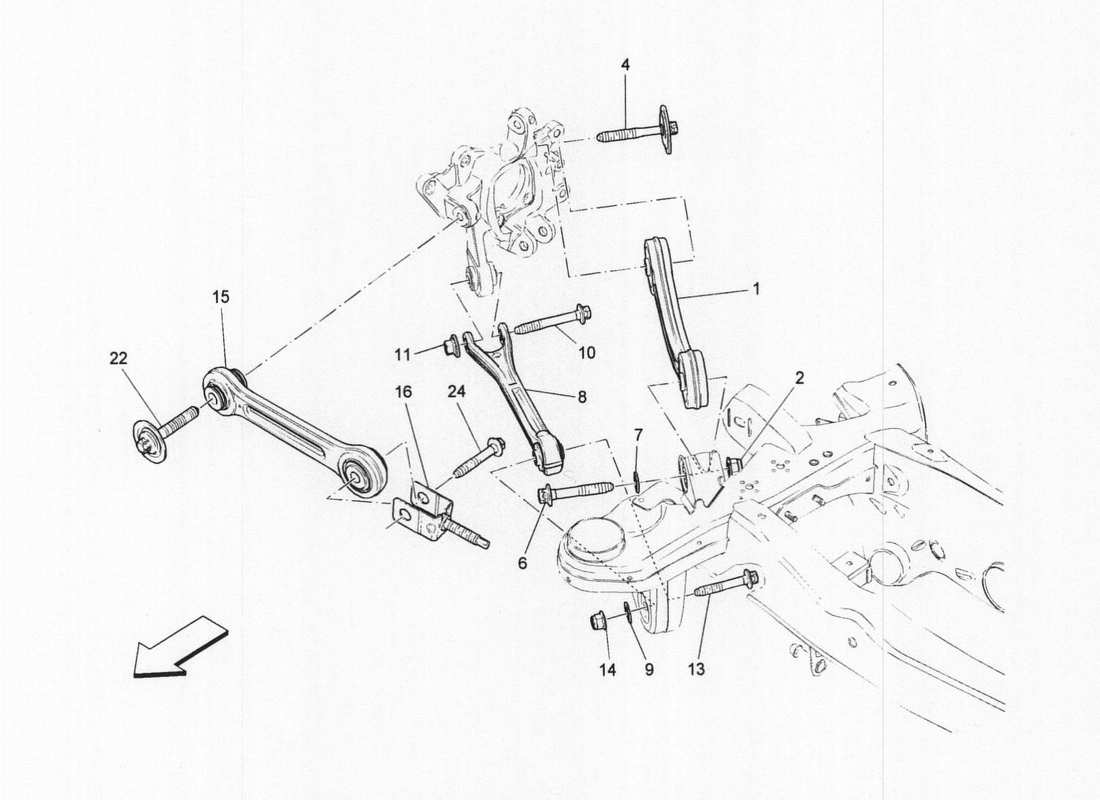 a part diagram from the maserati quattroporte m156 (2014 onwards) parts catalogue