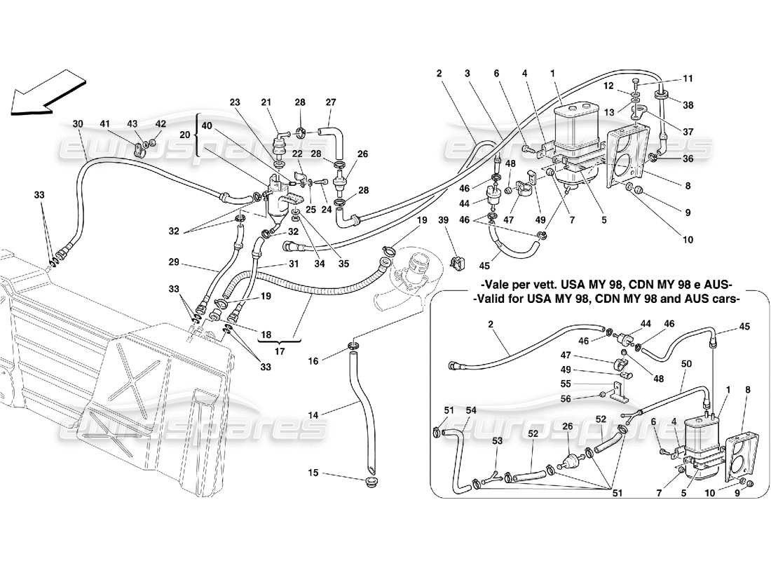a part diagram from the ferrari 355 parts catalogue