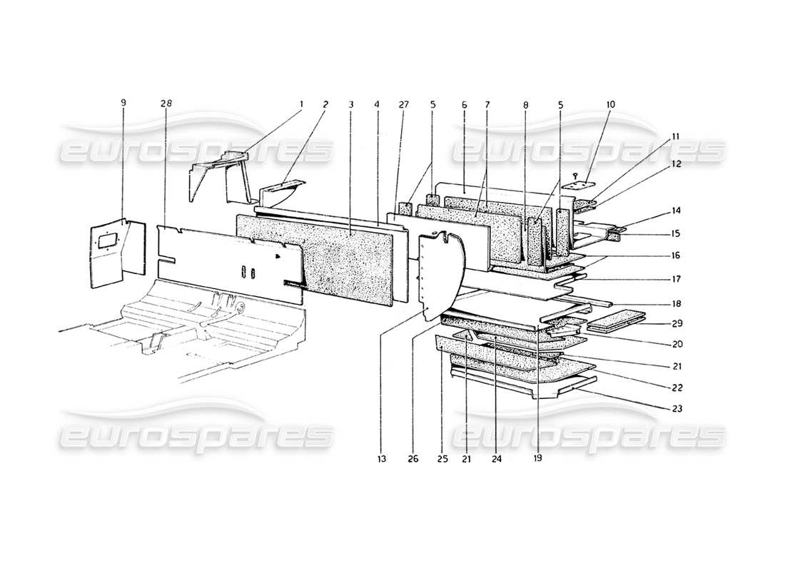 a part diagram from the Ferrari 308 GT4 Dino (1979) parts catalogue