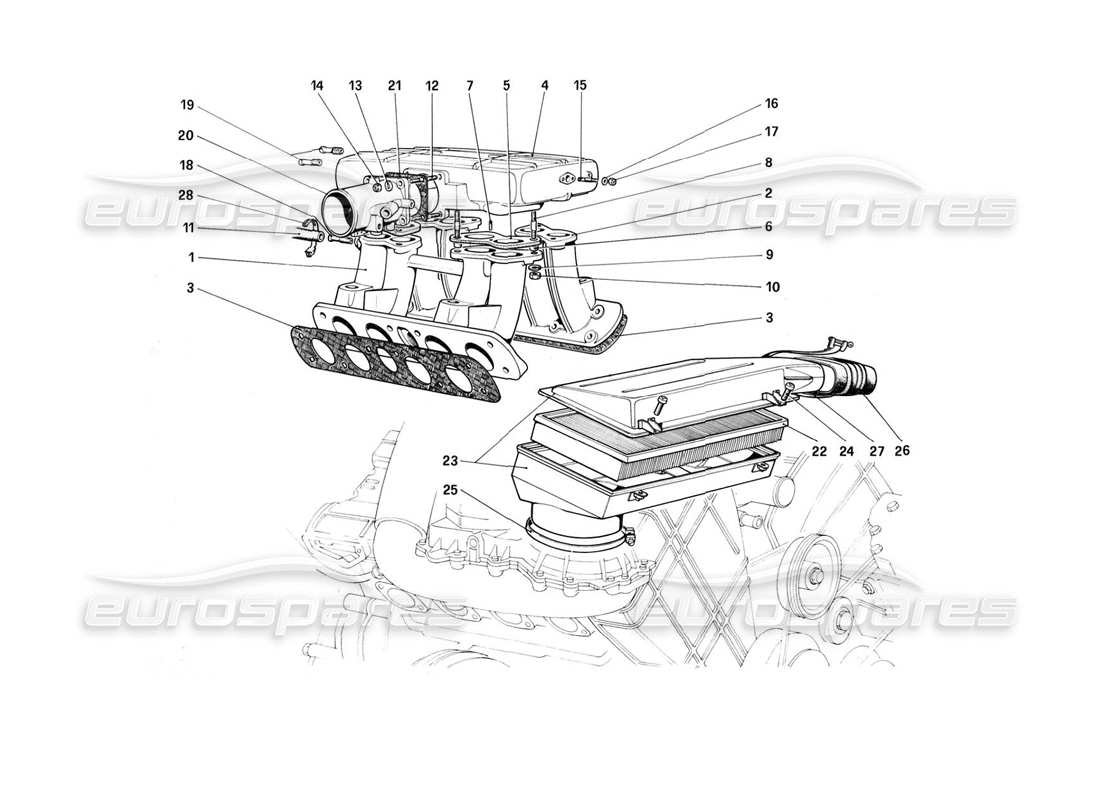 a part diagram from the Ferrari 308 (1981) GTBi/GTSi parts catalogue