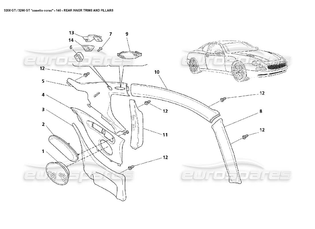 a part diagram from the maserati 3200 gt/gta/assetto corsa parts catalogue