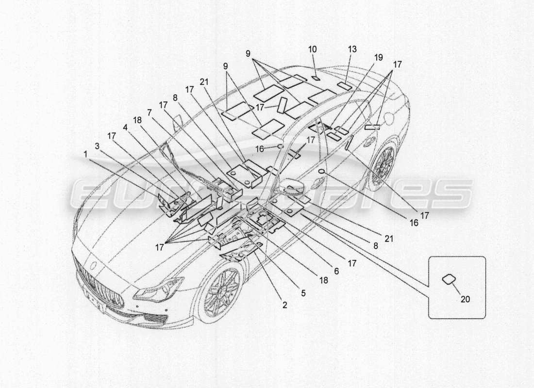 a part diagram from the maserati quattroporte m156 (2014 onwards) parts catalogue