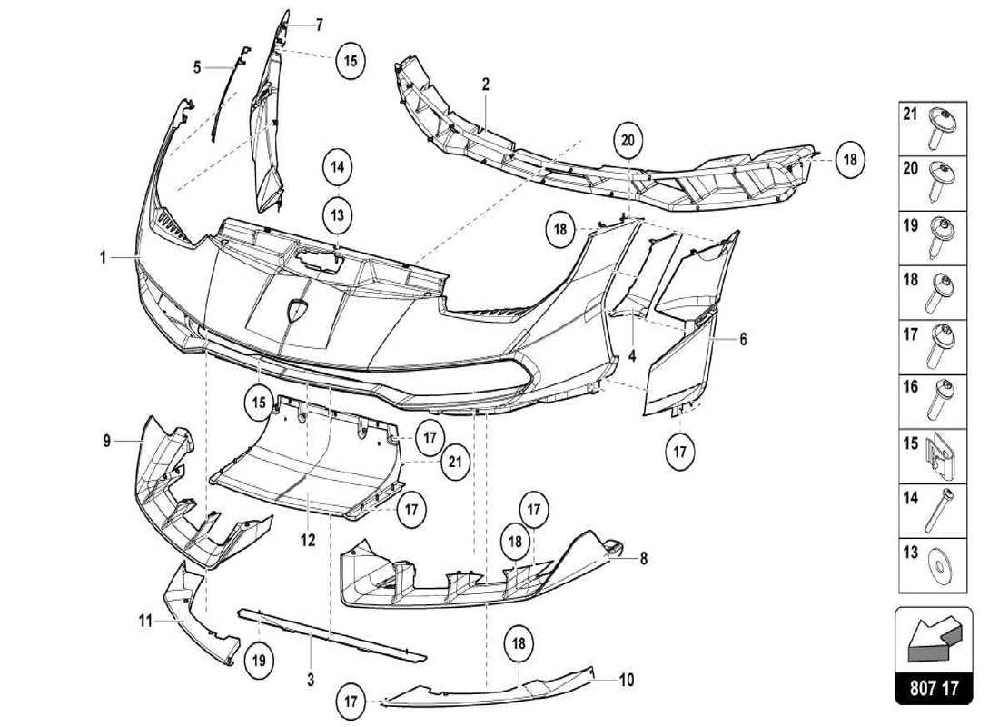a part diagram from the lamborghini centenario parts catalogue