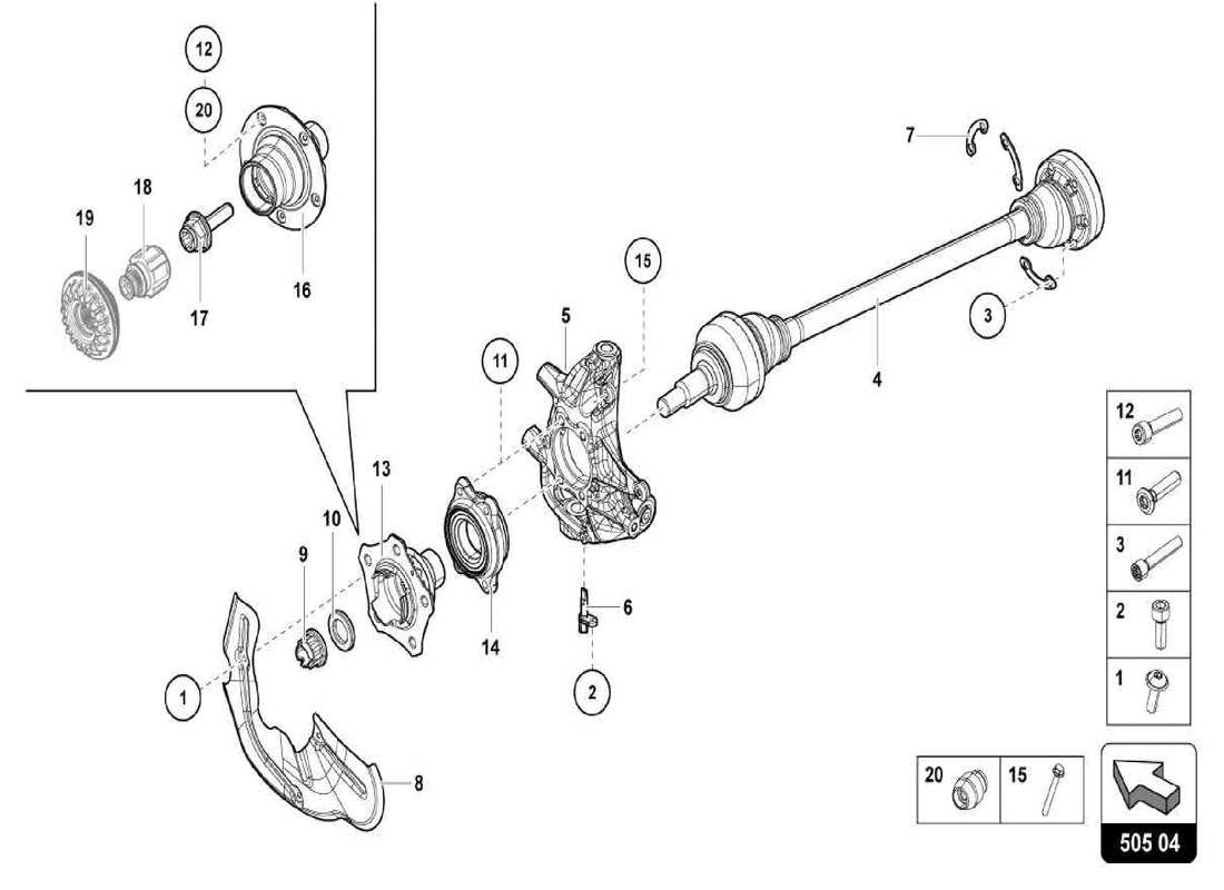 a part diagram from the lamborghini centenario spider parts catalogue
