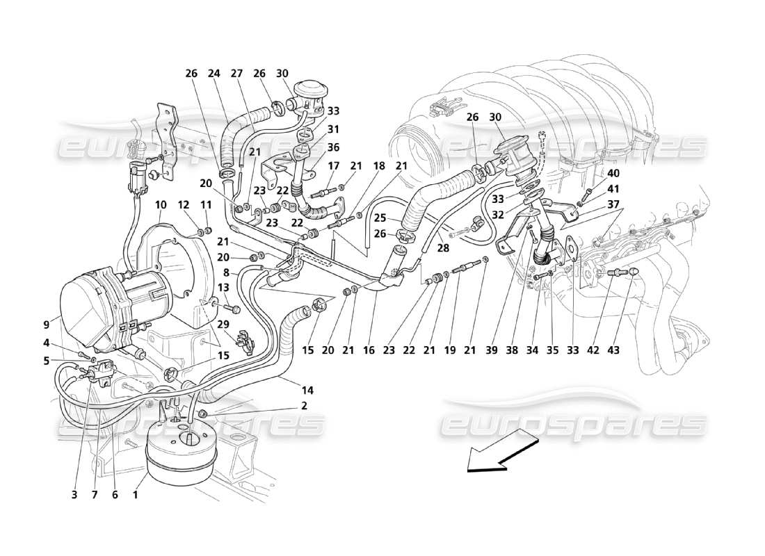 a part diagram from the maserati qtp. (2003) 4.2 parts catalogue