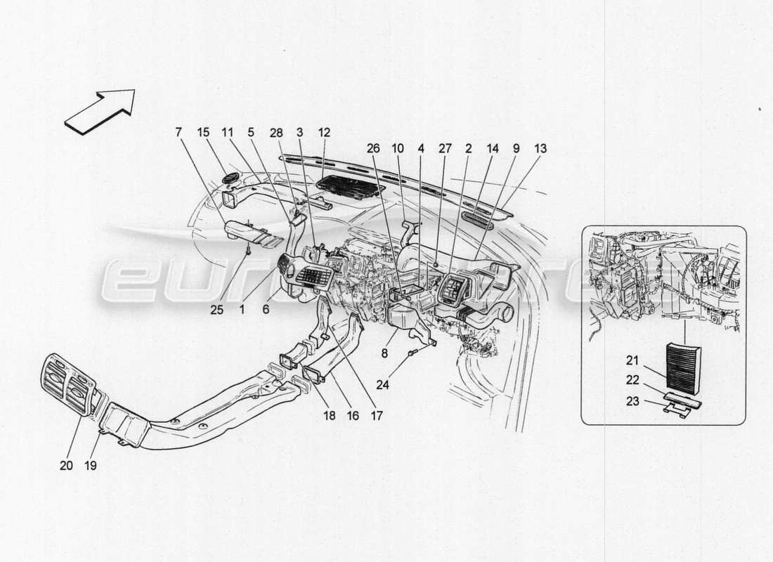 a part diagram from the maserati granturismo parts catalogue