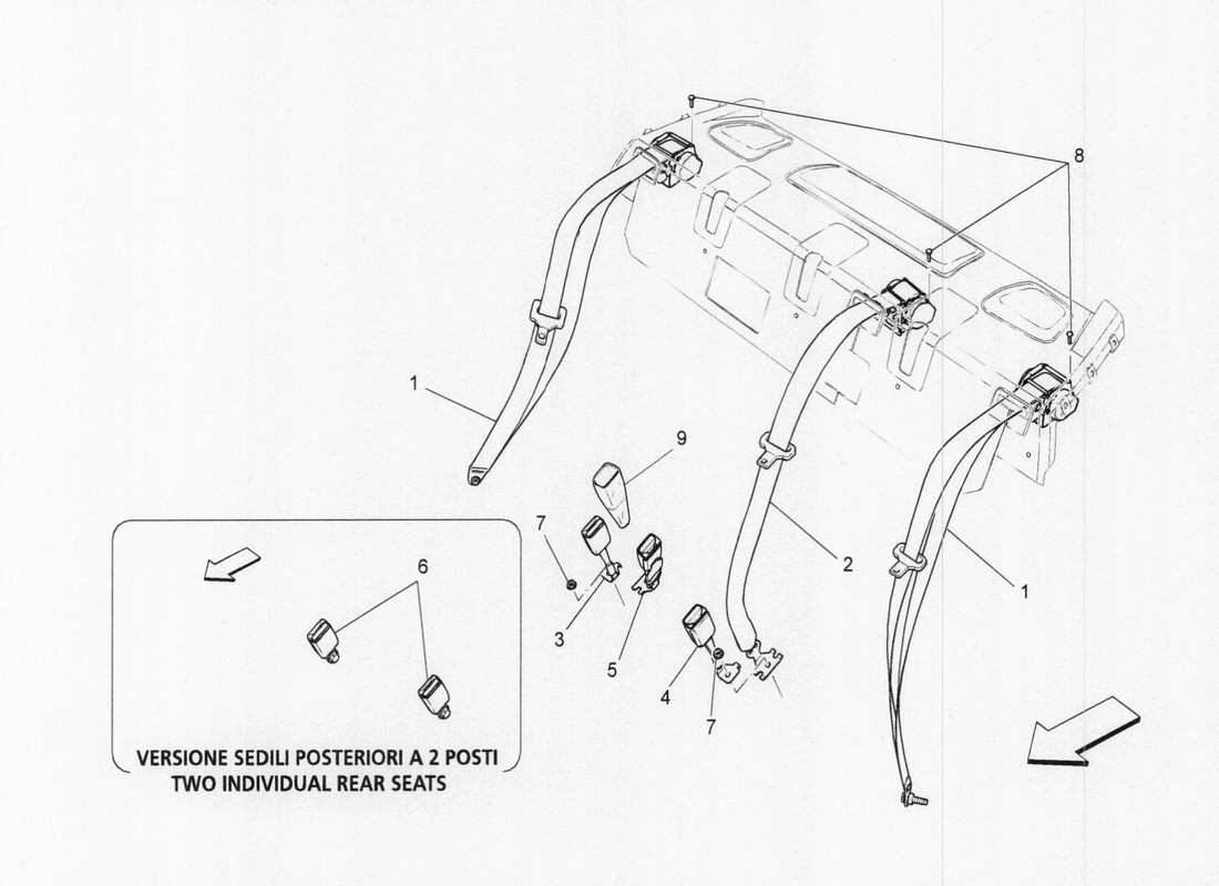 a part diagram from the maserati quattroporte m156 (2014 onwards) parts catalogue