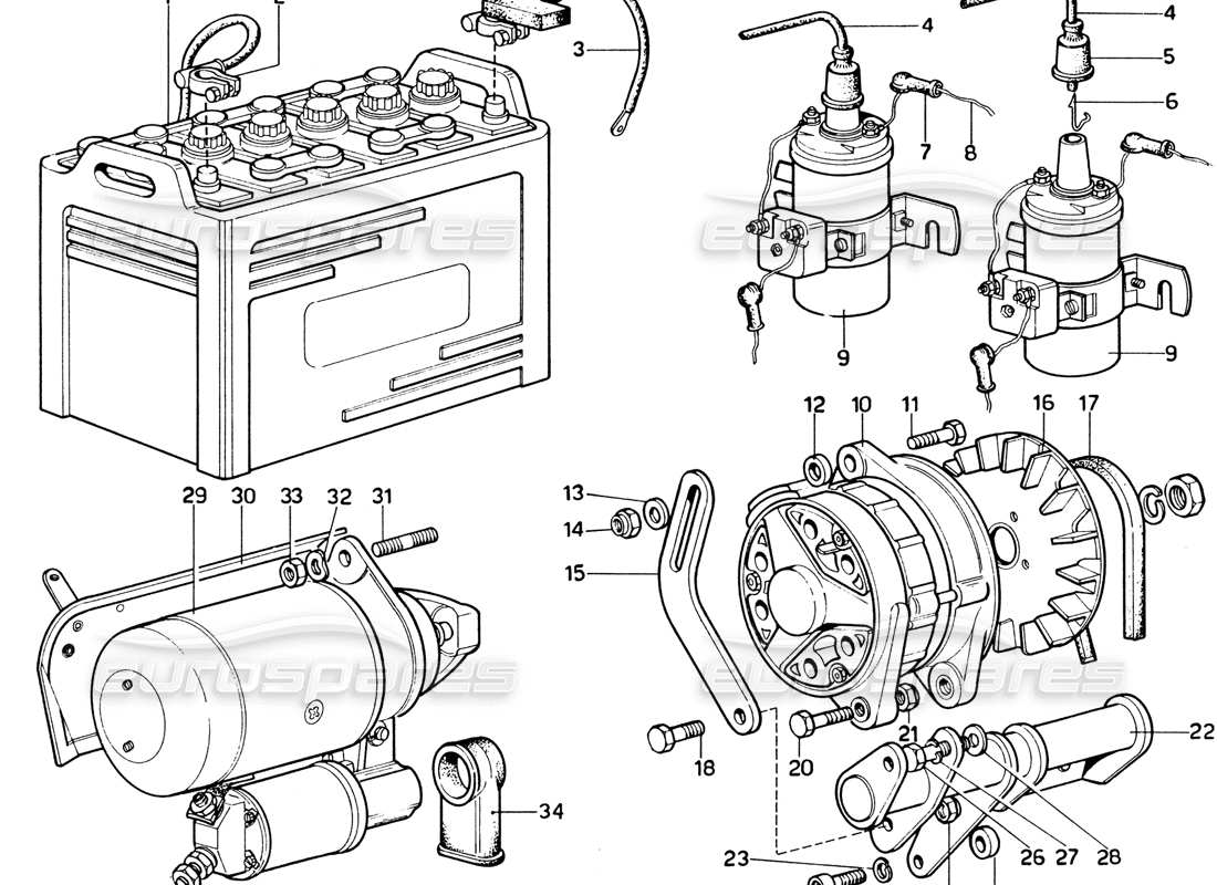 a part diagram from the ferrari 330 and 365 parts catalogue