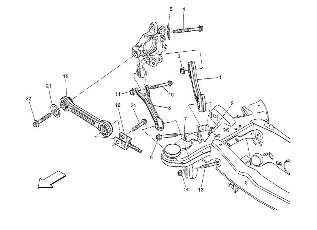 a part diagram from the maserati quattroporte m156 (2014 onwards) parts catalogue