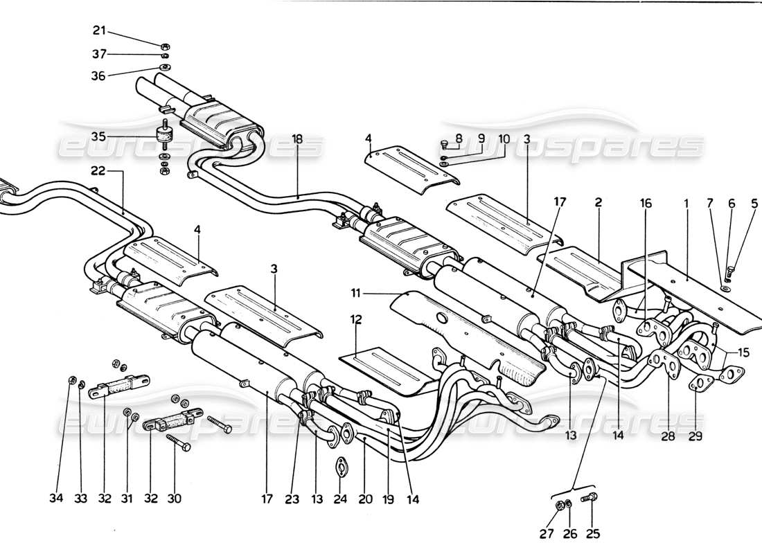 a part diagram from the ferrari 365 gtb4 daytona (1969) parts catalogue