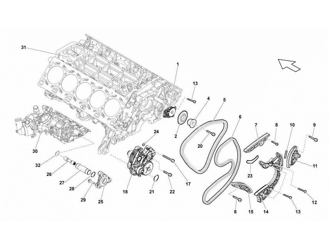 a part diagram from the Lamborghini Gallardo LP560-4s update parts catalogue