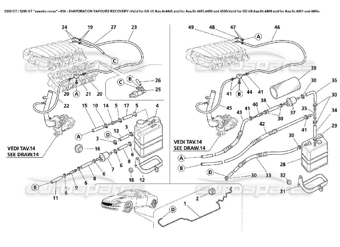 a part diagram from the maserati 3200 gt/gta/assetto corsa parts catalogue