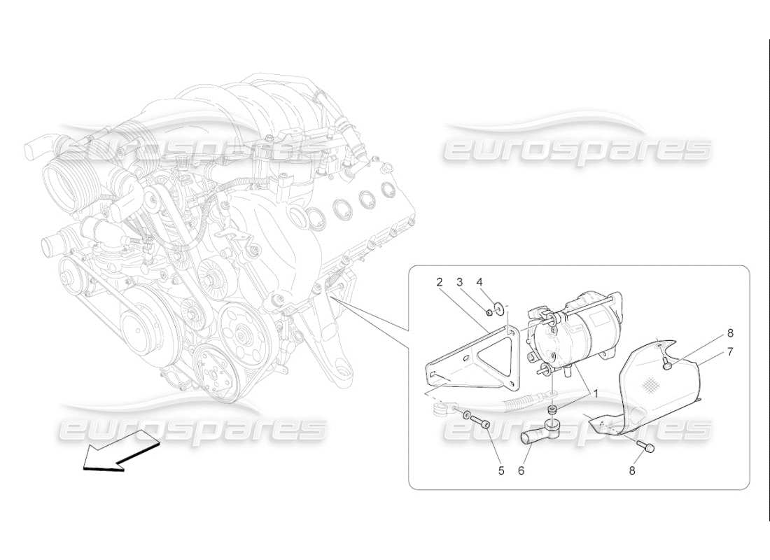 a part diagram from the maserati qtp. (2009) 4.7 auto parts catalogue