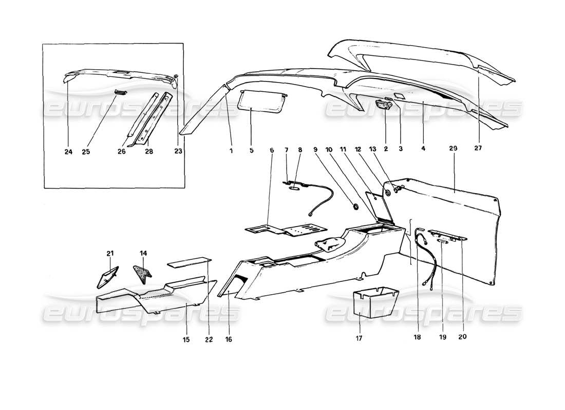 a part diagram from the ferrari 308 gtb (1980) parts catalogue