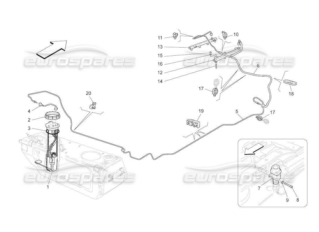 a part diagram from the maserati quattroporte m139 (2005-2013) parts catalogue