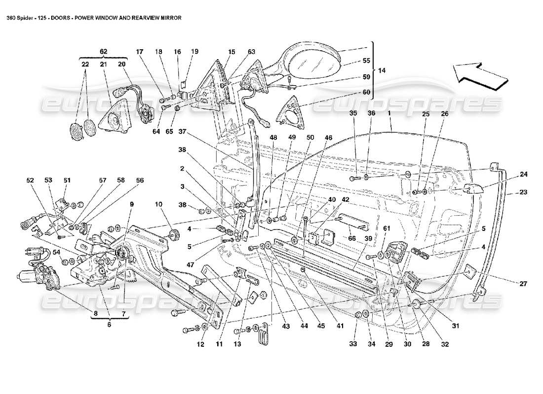 a part diagram from the ferrari 360 spider parts catalogue