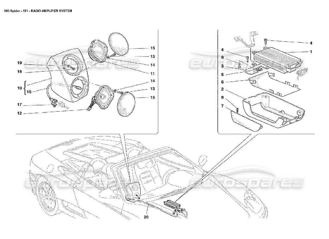 a part diagram from the Ferrari 360 Spider parts catalogue