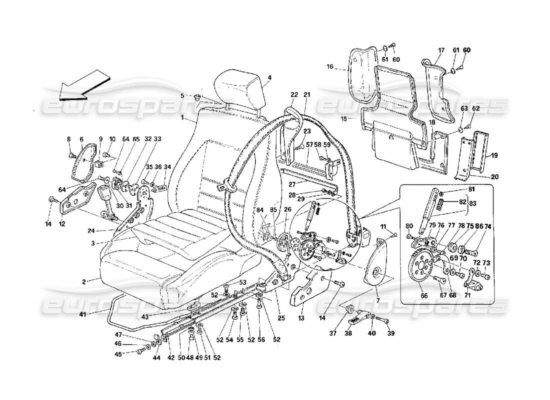 a part diagram from the ferrari 348 (2.7 motronic) parts catalogue
